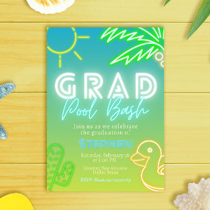 Invitation Fête de fin d'études au bord de la piscine - Soiré