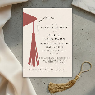 Invitation Fête de fin d'études au lycée à pompon rouge