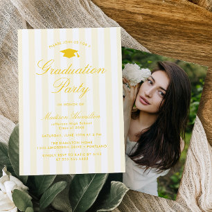 Invitation Fête de fin d'études avec des rayures jaunes class