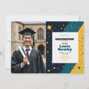 Invitation 🎓Fête de fin d'études avec explosion de confettis