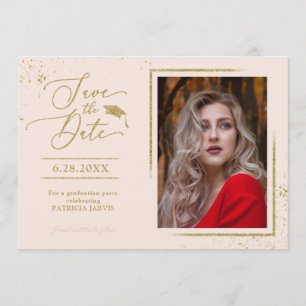 Invitation Fête de fin d'études chic Enregistrez la date Phot