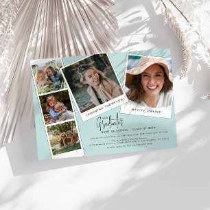 Invitation Fête de fin d'études conjointe de 5 photos minimal