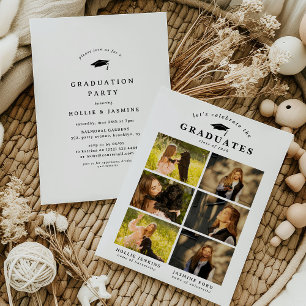 Invitation Fête de fin d'études conjointe et élégante en coll