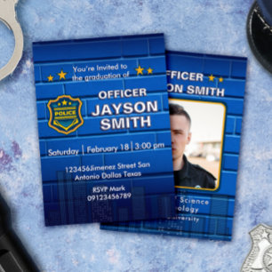 Invitation Fête de fin d'études de la police avec photo