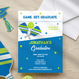 Invitation Fête de fin d'études de pickleball Sports Bleu Ver