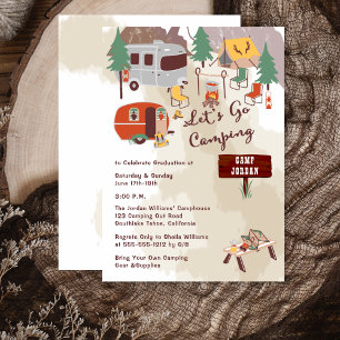 Invitation Fête de fin d'études dessinée à la main Allons cam