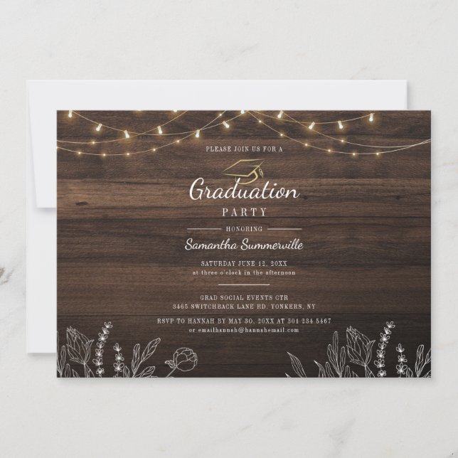 Invitation Fête de fin d'études diplômés Rustic Script promot (Devant)