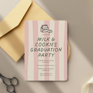 Invitation Fête de fin d'études drôle avec lait et biscuits 