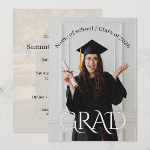 Invitation Fête de fin d'études élégante avec photos   Diplôm