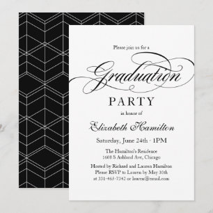 Invitation Fête de fin d'études élégante calligraphiée pour d