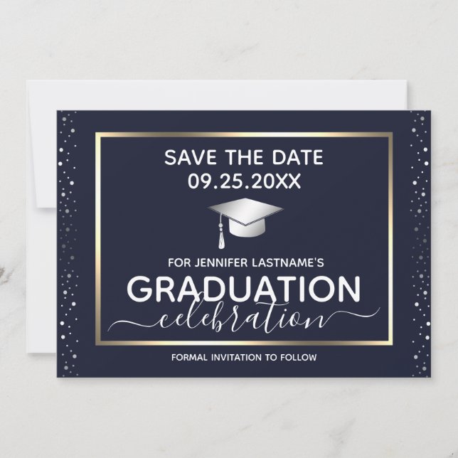 Invitation Fête de fin d'études Enregistrer la date Invitatio (Devant)