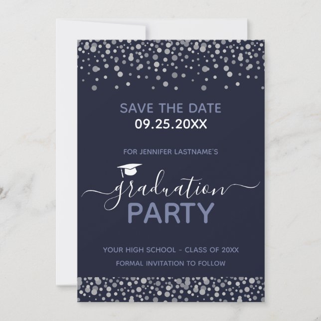 Invitation Fête de fin d'études Enregistrer la date Invitatio (Devant)