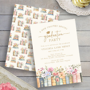 Invitation Fête de fin d'études Floral Books