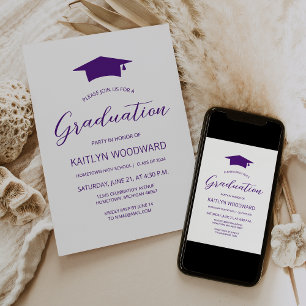 Invitation Fête de fin d'études moderne Violet 2026