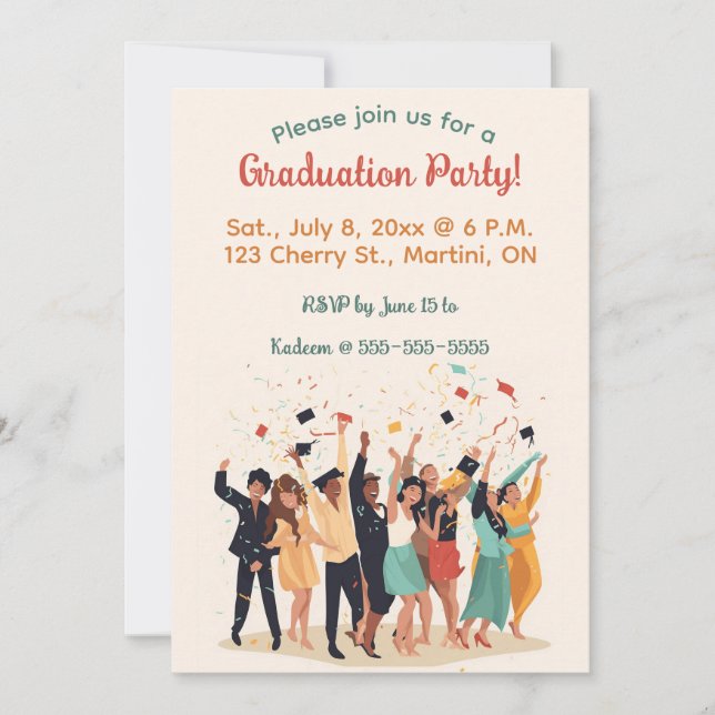 Invitation Fête de fin d'études modifiable (Devant)