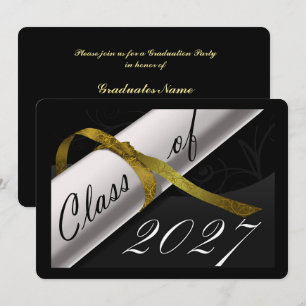 Invitation Fête de fin d'études noir et or