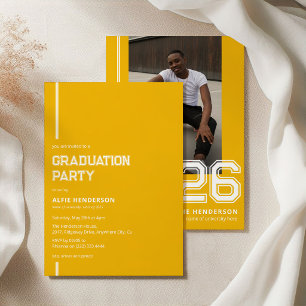 Invitation Fête de fin d'études photo athlétique jaune