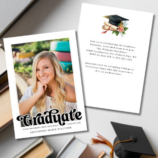 Invitation Fête de fin d'études Photo Style Rétro