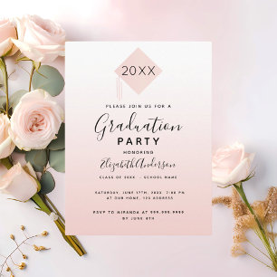 Invitation fête de fin d'études rose blush casquet
