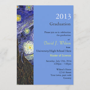 Invitation Fête de fin d'études Starry Night beaux-arts