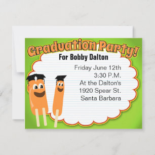 Invitation Fête de fin d'études Temps mignon Cartoon Pop