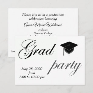 Invitation Fête de fin d'études universitaires minimaliste