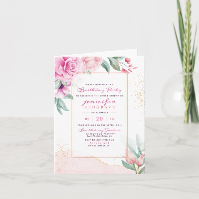 Invitation Fête de Floral Birthday (Devant)
