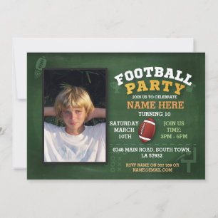 Invitation Fête de football Anniversaire Rugby Photo Boys Spo