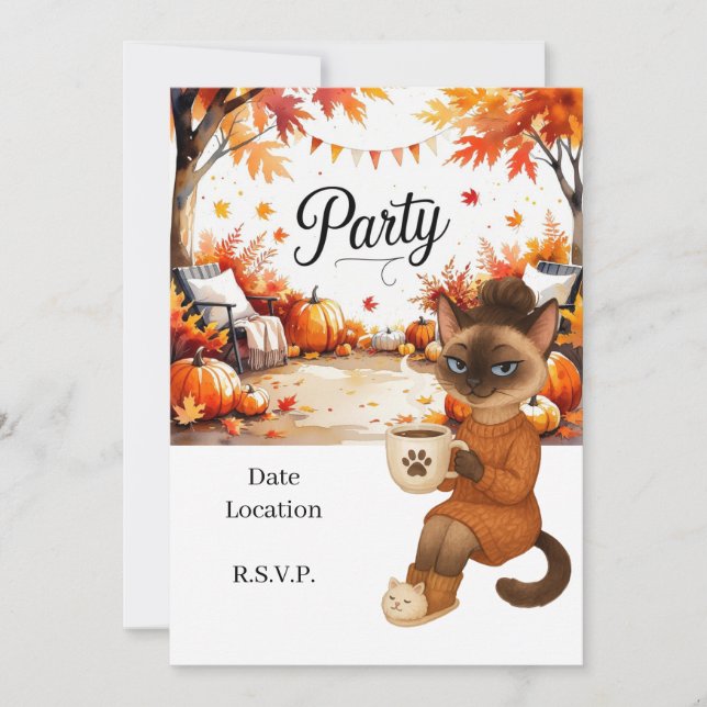 Invitation Fête de Friendsgiving automne flanelle et bulles (Devant)