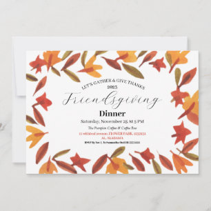 Invitation Fête de Friendsgiving dîner de Thanksgiving automn