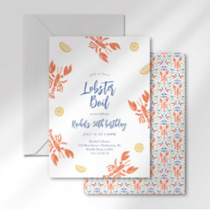 Invitation Fête de fruits de mer Bouillie de homard Rayures P