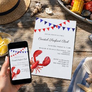 Invitation Fête de fruits de mer en bord de mer