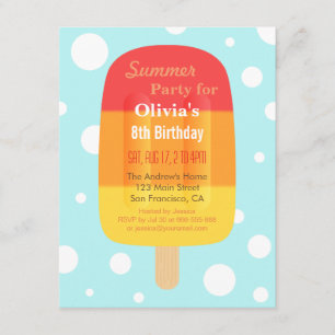 Invitation Fête de glaces en sucette colorées d'été