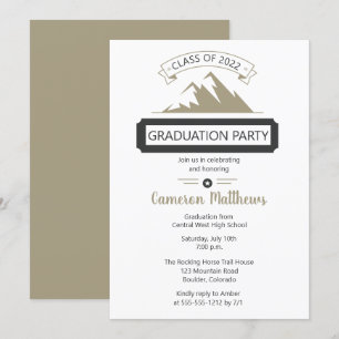 Invitation Fête de Graduation à thème de montagne rustique