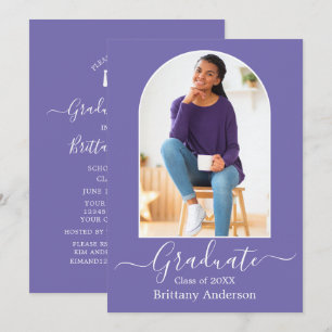 Invitation Fête de graduation Arch Periwinkle moderne