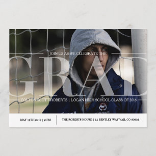 Invitation Fête de graduation classique moderne   Neutre les 