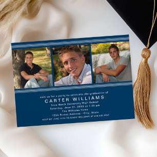 Invitation Fête de graduation de la photo bleue de la Marine 