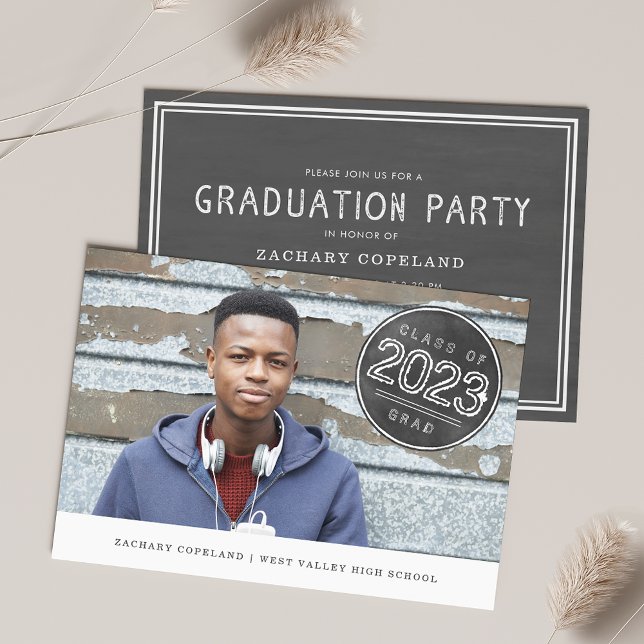 Invitation Fête de graduation de la photo du timbre du tablea (Créateur téléchargé)