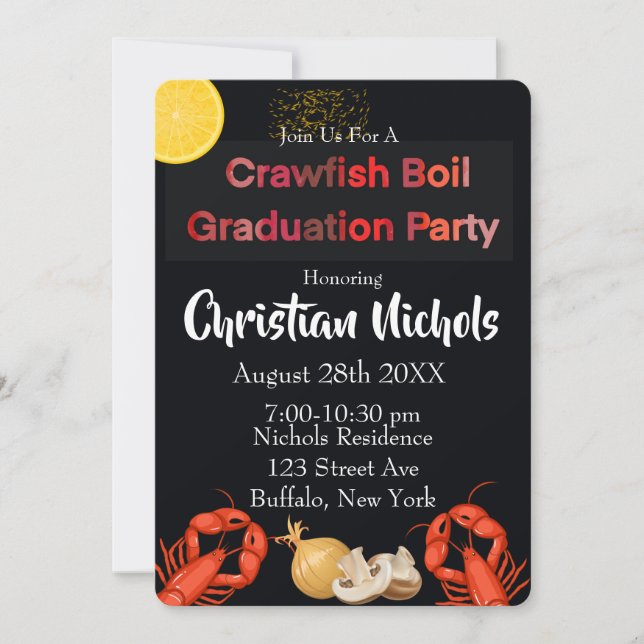 Invitation Fête de graduation de l'ébullition de l'écrevisse (Devant)