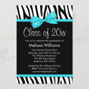 Invitation Fête de graduation de l'estomac bleu Turquoise Zeb