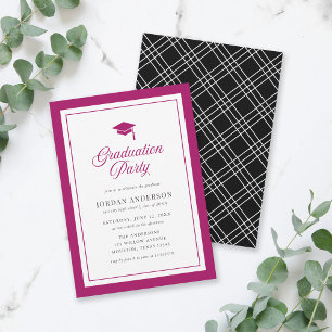 Invitation Fête de graduation de script de carton couleur mod