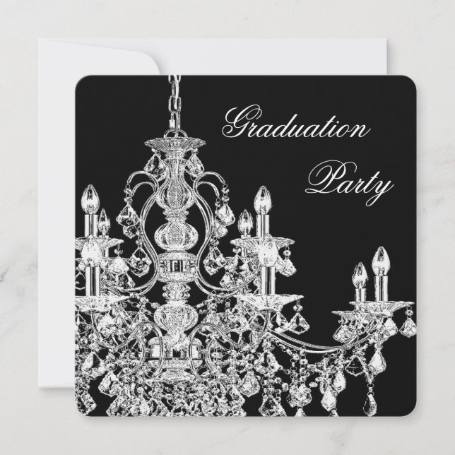 Invitation Fête de graduation du lustre noir (Devant)