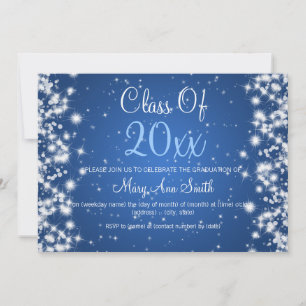 Invitation Fête de graduation élégante Bleu étincelant d'hive