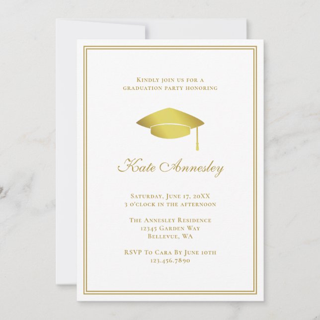 Invitation Fête de graduation en or moderne formelle (Devant)