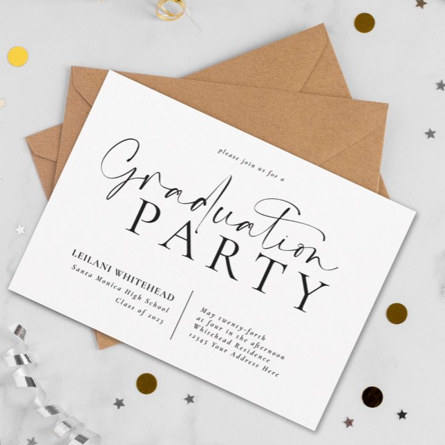 Invitation Fête de graduation en typographie moderne (Créateur téléchargé)