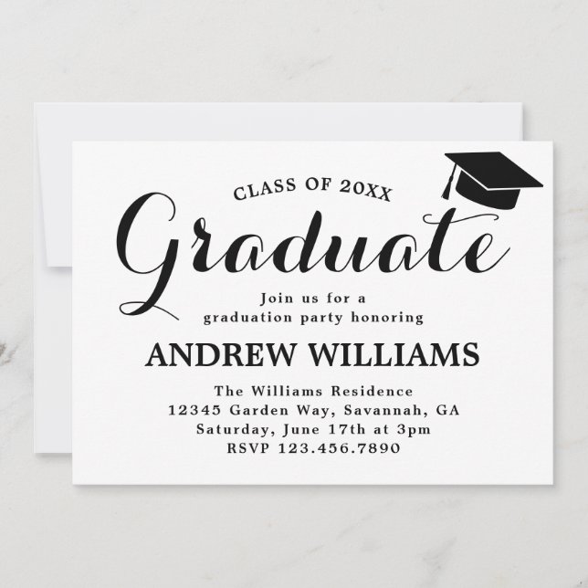 Invitation Fête de graduation en typographie moderne (Devant)