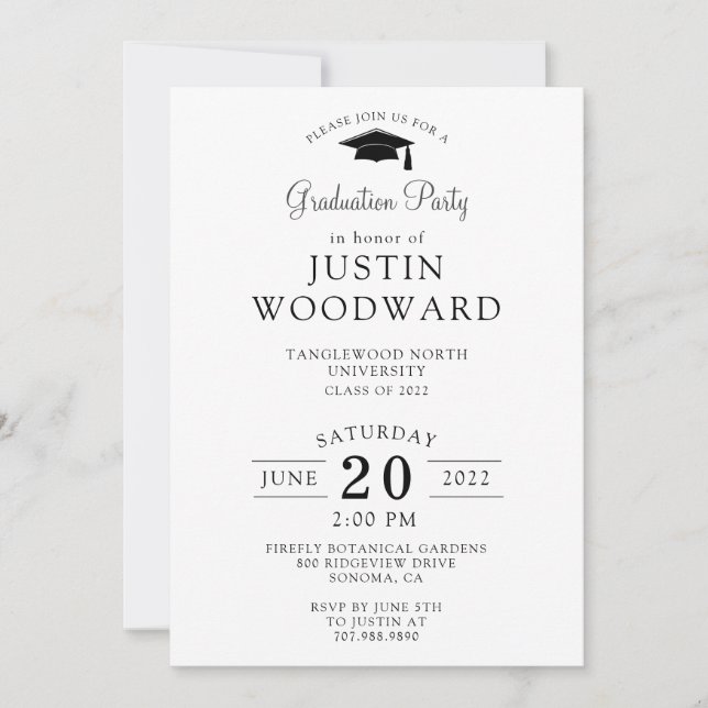 Invitation Fête de graduation en typographie moderne simple (Devant)