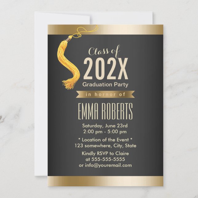 Invitation Fête de graduation Formal Black & Gold (Devant)