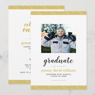 Invitation Fête de graduation Gold et Grey Photo