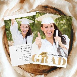 Invitation Fête de graduation Gold Photo Moderne